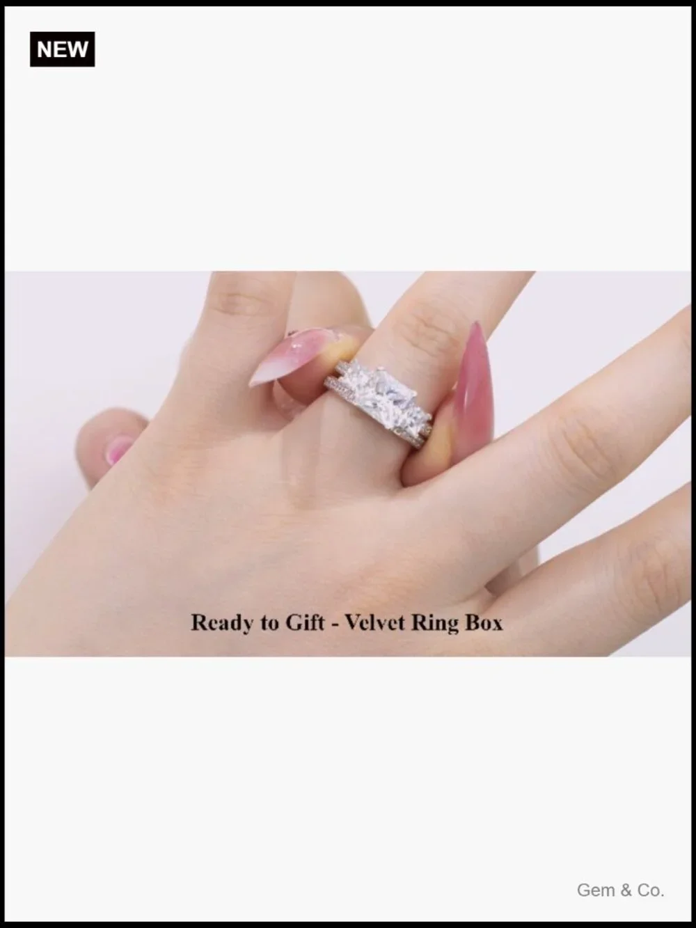 2.8CTTW Princess Cut Moissanite 3 Stone Engagement Wedding Ring Set Size 5-10
